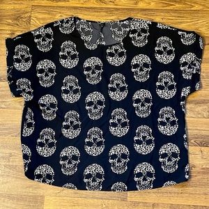 Leopard Print Skull Blouse